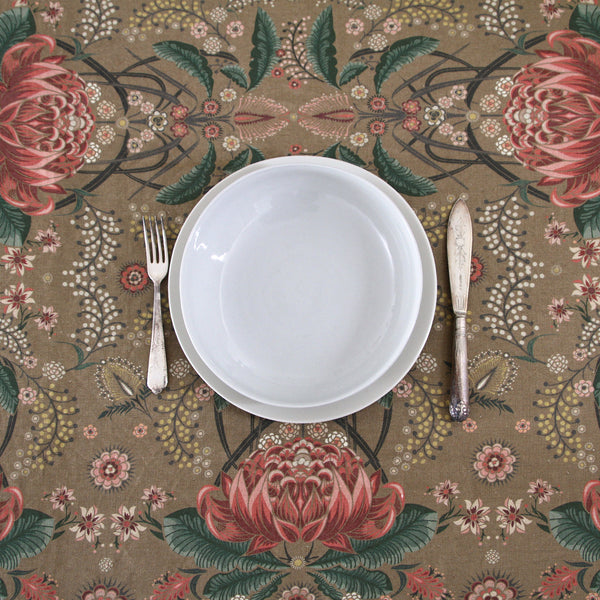 "Bush Bouquet" Linen Tablecloth - Gold