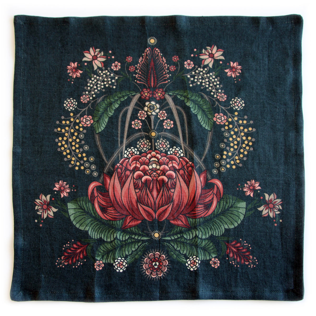 "Bush Bouquet" Linen Napkins - Navy - SET OF 4