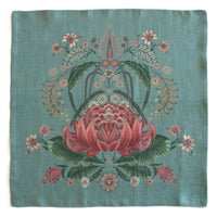 "Bush Bouquet" Linen Napkins - Teal - SET OF 4