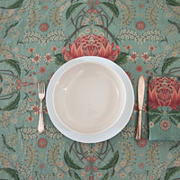 "Bush Bouquet" Linen Tablecloth - Teal