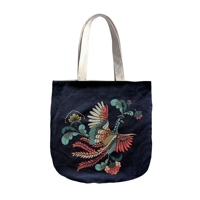 "Golden Peacock" Belgian Linen Shopping Bag