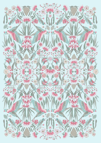 "Gumnut Paradise" Linen Tablecloth - Sky Blue