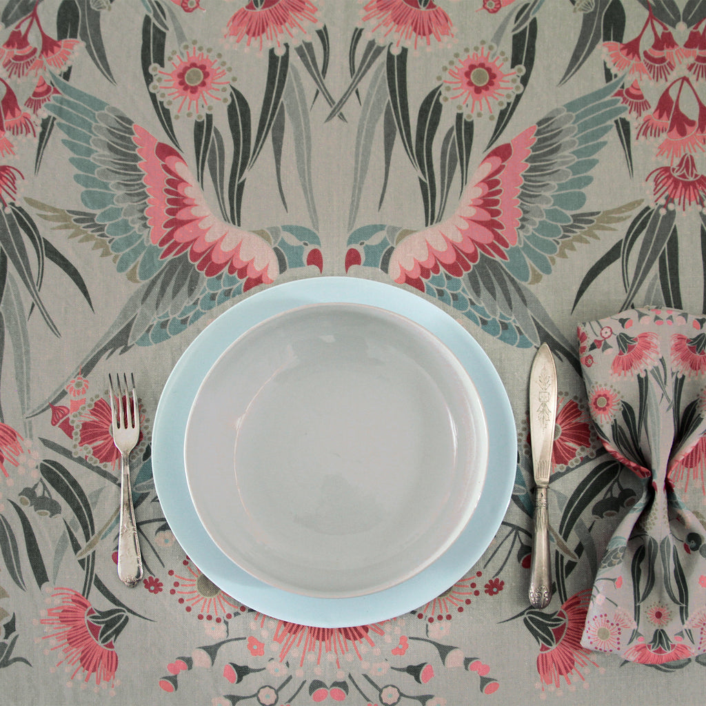 "Gumnut Paradise" Linen Tablecloth - Wheat