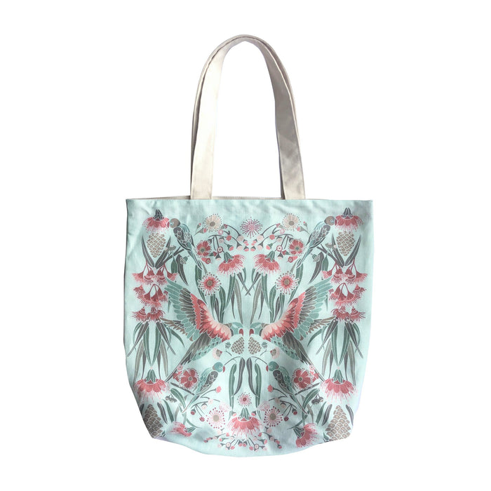 "Gumnut Paradise" Belgian Linen Shopping Bag - Sky Blue