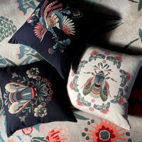 "Bees Knees" Linen/Velvet Cushion Cover - Cream