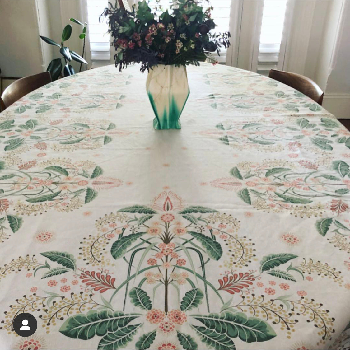 "Wattle Delight" Linen Tablecloth - Silver