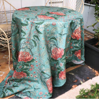"Bush Bouquet" Linen Tablecloth - Teal