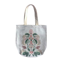 "Wattle Delight" Belgian Linen Shopping Bag - Silver