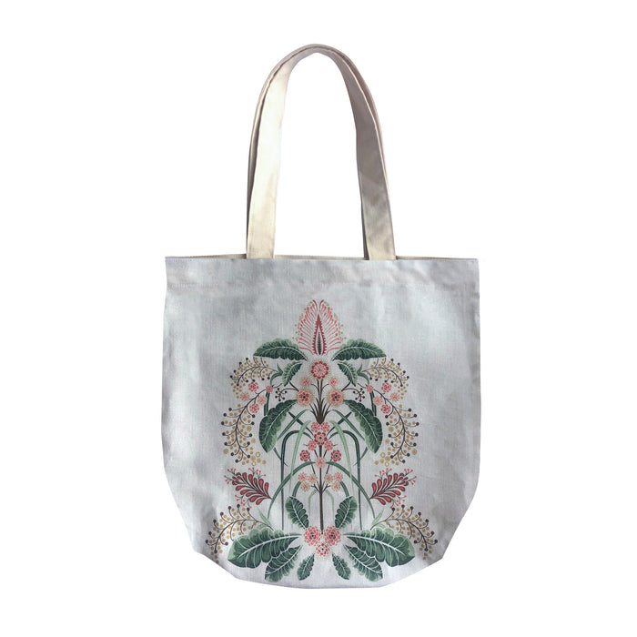 "Wattle Delight" Belgian Linen Shopping Bag - Silver