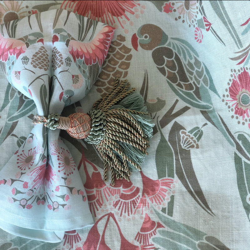 "Gumnut Paradise" Linen Tablecloth - Sky Blue