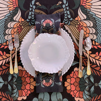 "Golden Peacock" Linen Tablecloth