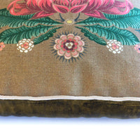 "Bush Bouquet" Linen/Velvet Cushion Cover - Gold