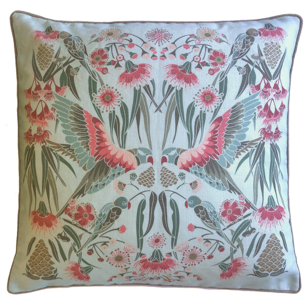 "Gumnut Paradise" Linen 50cm Cushion Cover - Sky Blue