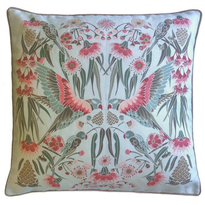 "Gumnut Paradise" Linen 50cm Cushion Cover - Sky Blue