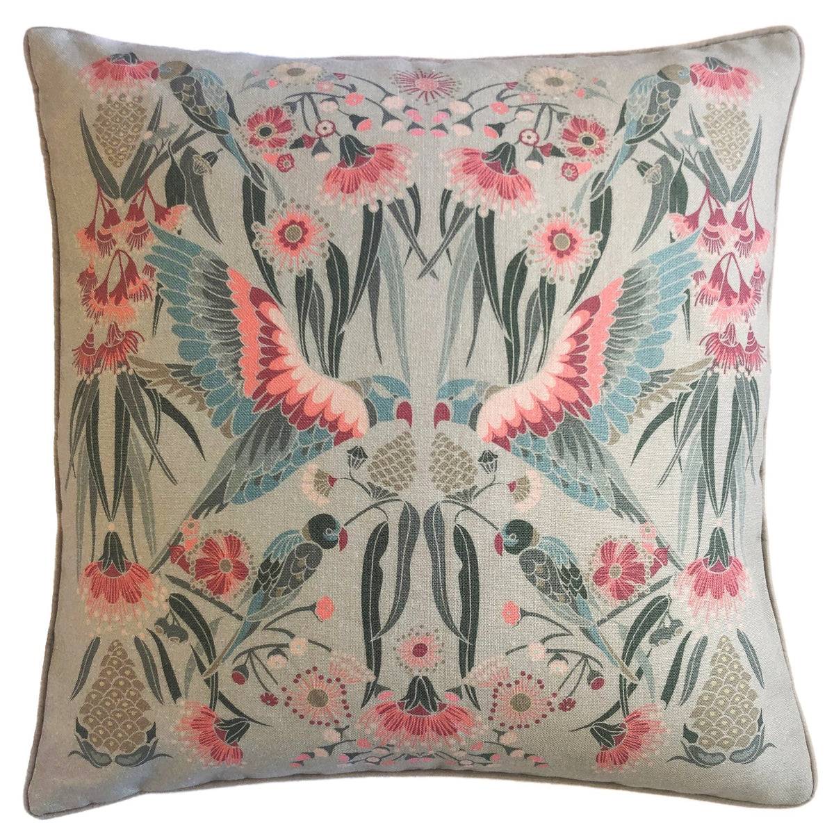 "Gumnut Paradise" Linen 50cm Cushion Cover - Wheat