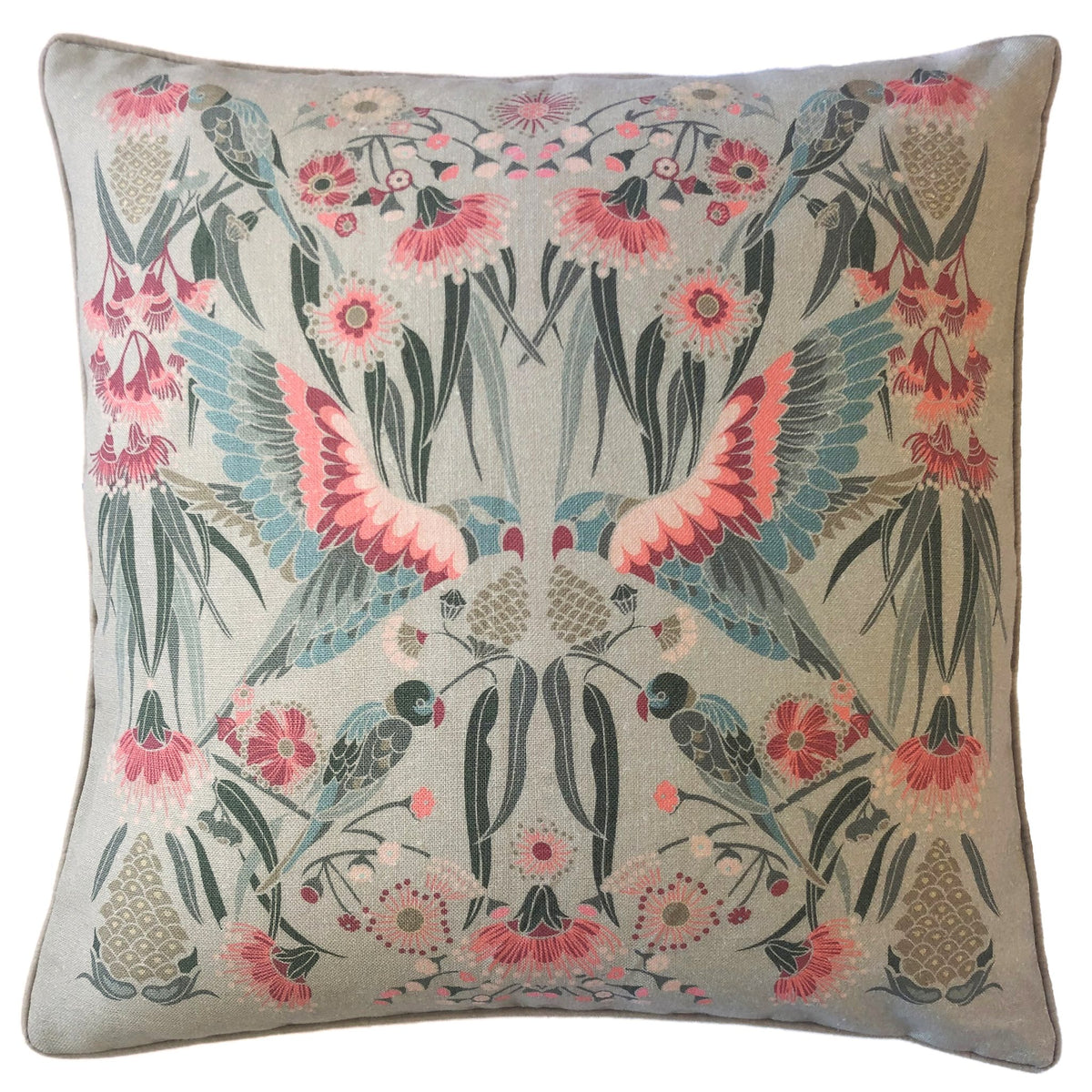 "Gumnut Paradise" Linen 50cm Cushion Cover - Wheat