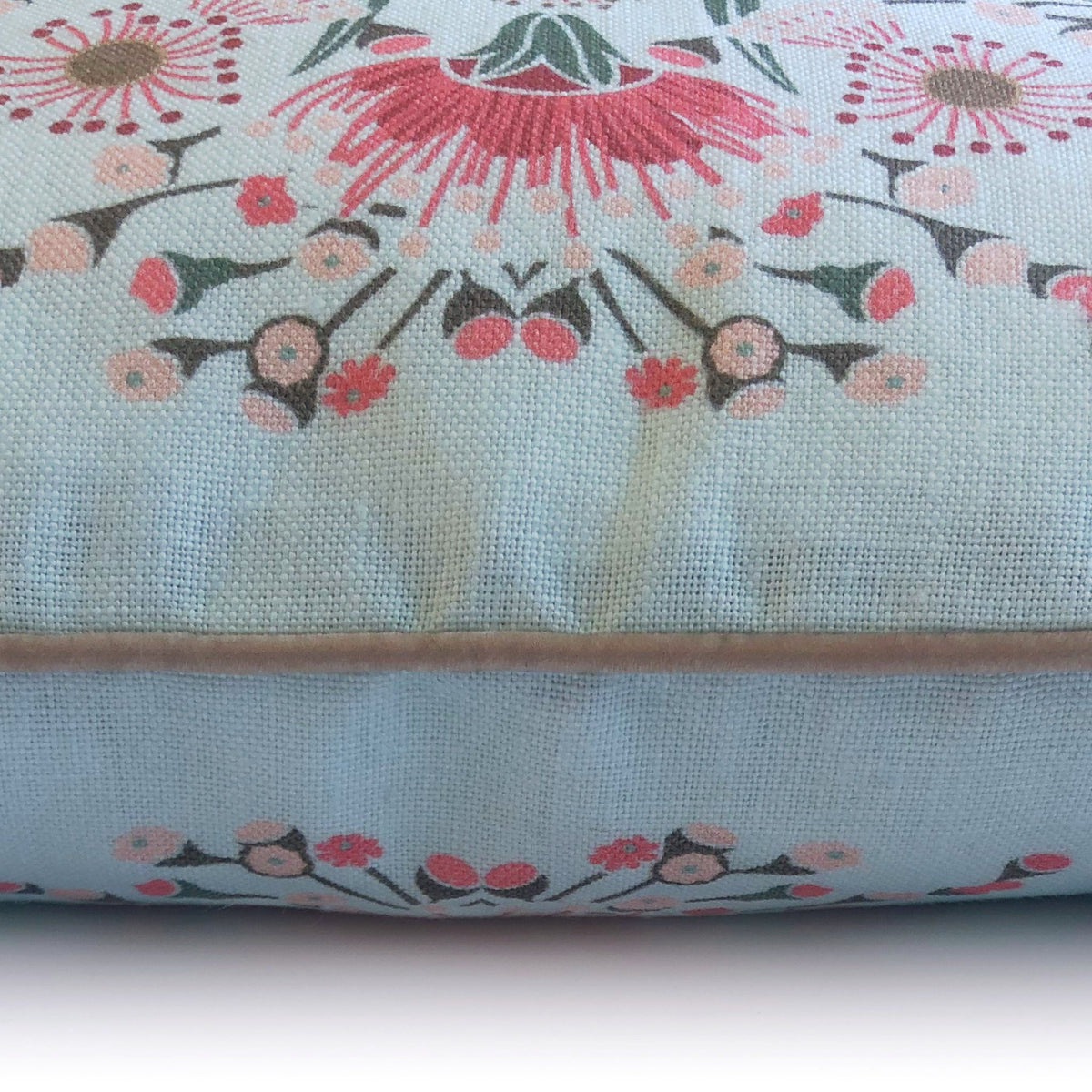 "Gumnut Paradise" Linen 50cm Cushion Cover - Sky Blue