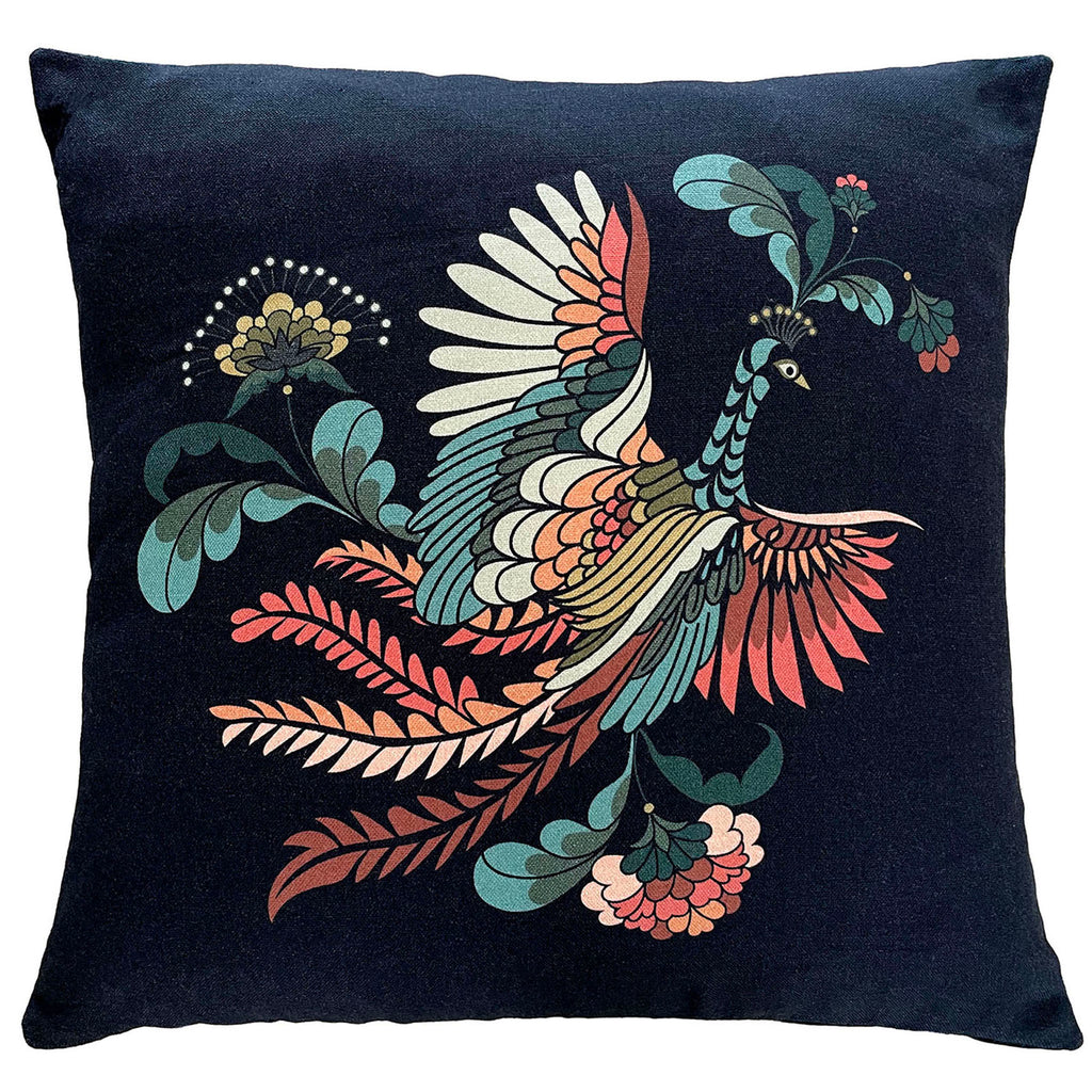 "Golden Peacock" Linen/Velvet Cushion Cover