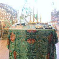 "Bush Bouquet" Linen Tablecloth - Teal