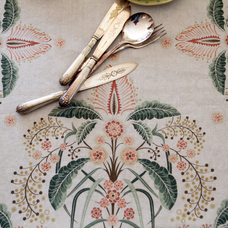 "Wattle Delight" Linen Tablecloth - Silver