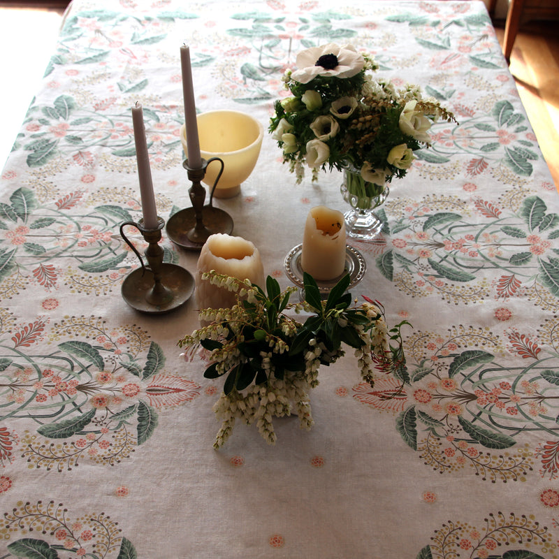 "Wattle Delight" Linen Tablecloth - Silver